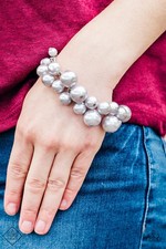 Paparazzi  GLAM The Expense Silver Pearl Bracelet