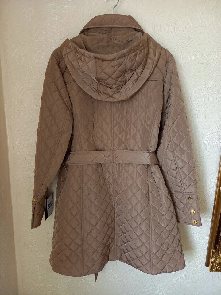 London Fog XL Extra Large Snap Front Quilted Lightweight Belted Jacket - Image 2 of 4