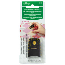 Clover Thimble: Leather: Coin: Medium 6015 Gold Inscription, Dimpled Disk