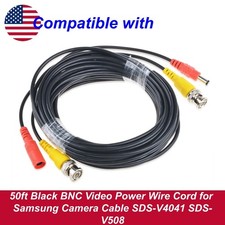 50ft Black BNC Video Power Wire Cord for Samsung Camera Cable SDS-V4041 SDS-V508