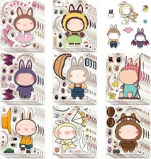 32 Sheets for LABUBU Stickers Make-a-Face Stickers Large Size, Mixed & Matched 8