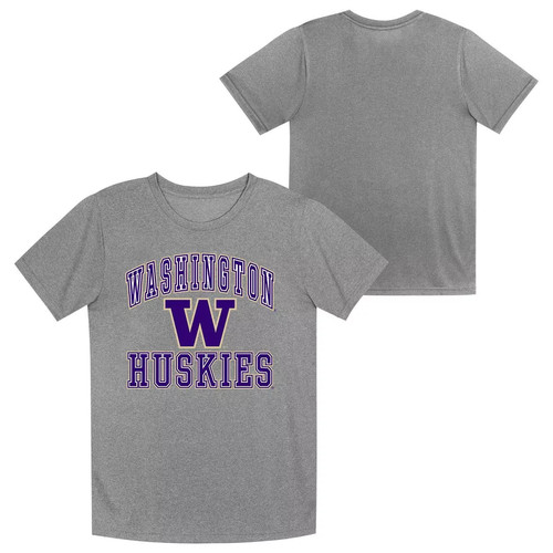 NCAA Washington Huskies Boys' Gray Poly T-Shirt XS