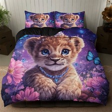 Lion Necklace Flower Quilt Duvet Cover Pillowcases Twin Full Queen King Bedding