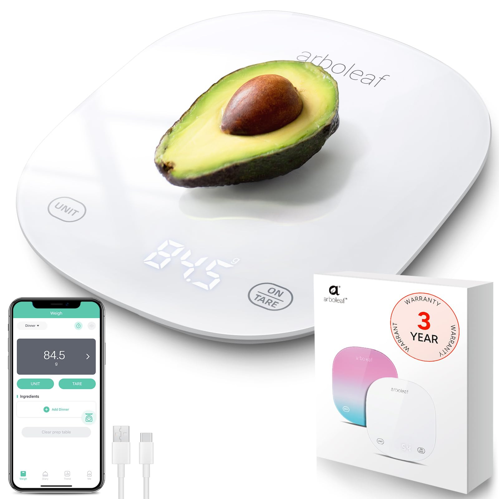 Smart Food Kitchen Scale, 22lb Digital Food Scale with Nutritional Calculator...