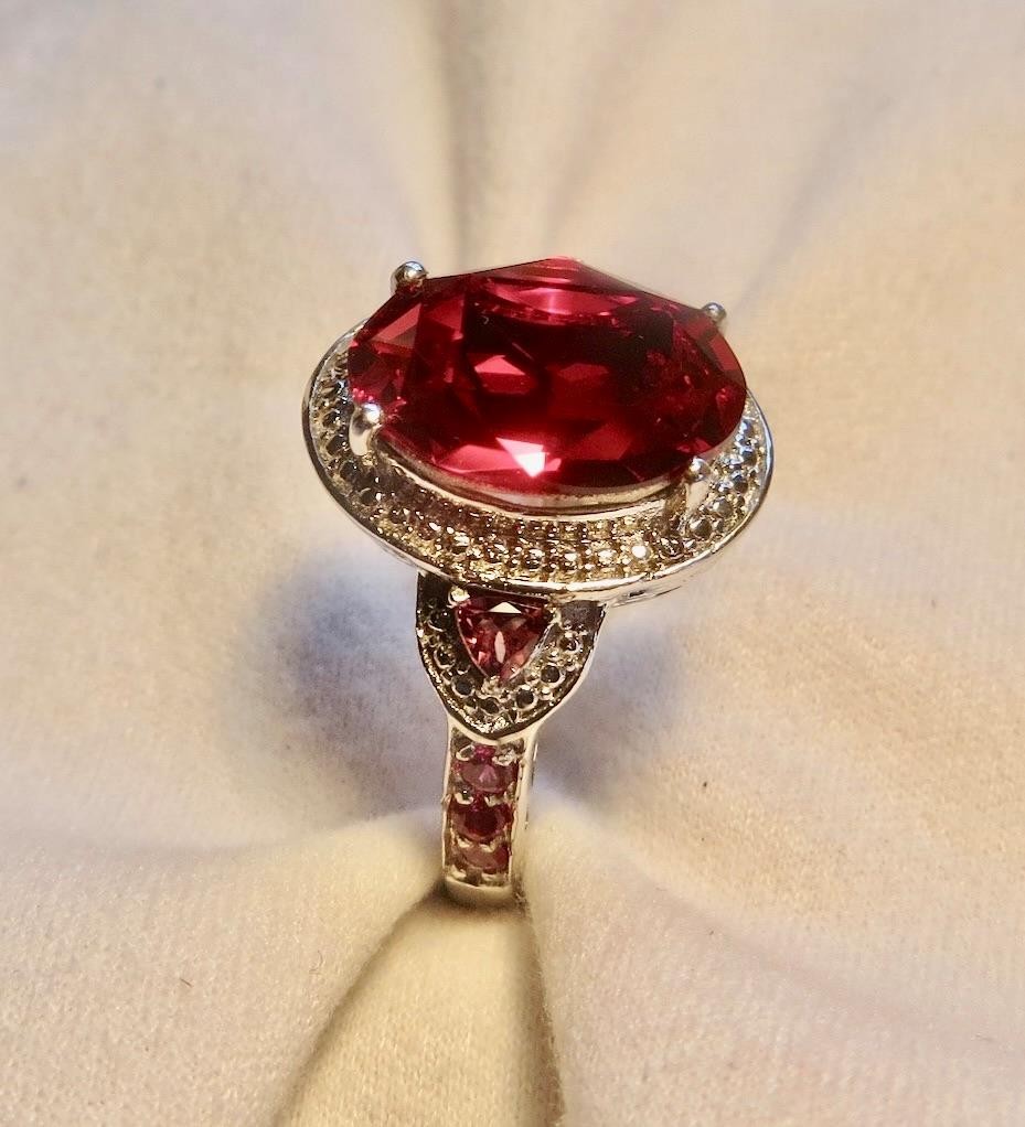 Stunning STS Sterling Chunky Red Ruby Garnet Kari… - image 2