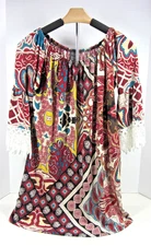 Win Win Multicolor Tunic Top-Half Sleeve w/Lace Trim Size L-XL-Light & Soft-NWOT