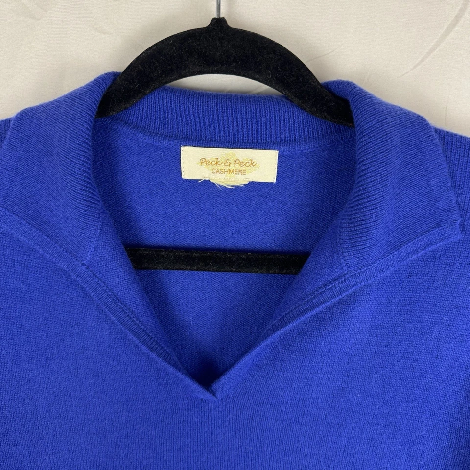 Suéter PECK & PECK tamanho XL 2 camadas colarinho de cashmere gola V vintage academia Preppy - Imagem 4 de 4