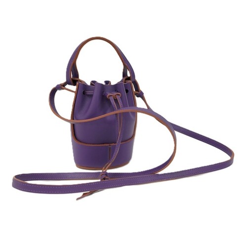 Loewe Balloon Bag 2 Way Shoulder Drawstring Leather Purple Used SKAI-0