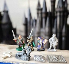  8 VINTAGE PEWTER FIGURES - DUNGEONS  DRAGONS, LION KING, LINDY  MORE