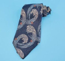 VTG Men's 1930s Blue & Brown Abstract Pattern Necktie 30s Tie