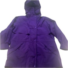 Vintage Eddie Bauer Hooded Women s M Jacket Full Zip Button GoreTex Purple