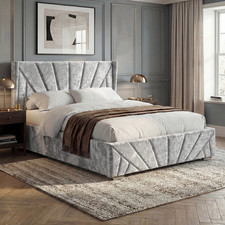 Image of Crushed Velvet Ottoman Storage Bed Silver - Sunrise Bed Frame