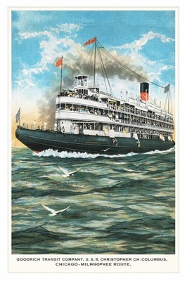   Vintage Ship Poster - S.S. Christopher Columbus Retro Decor 24x36  - 200gsm