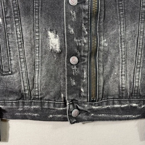 R13 Denim Trucker Jacket Men’s Black Zip Size Medium $1250 MSRP image 9