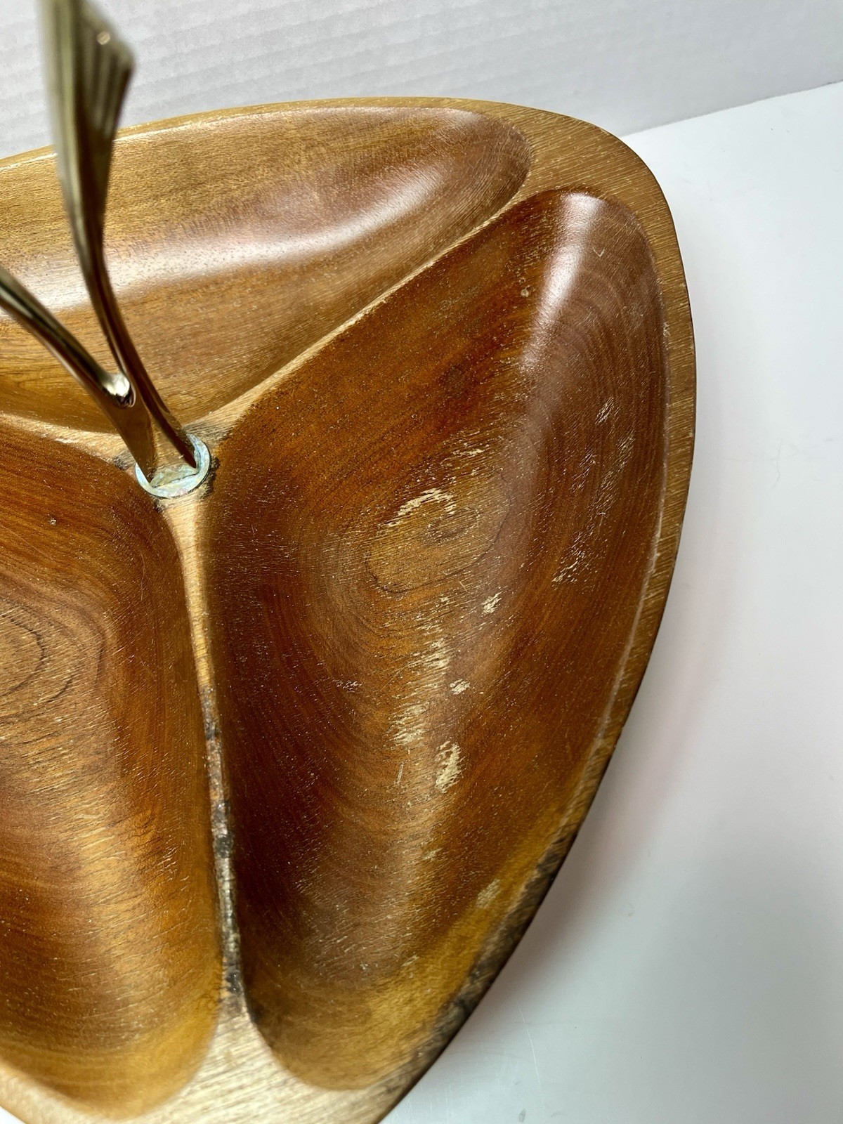 Vintage Rosewood Kromex Solid Wooden Serving Dish with Handle