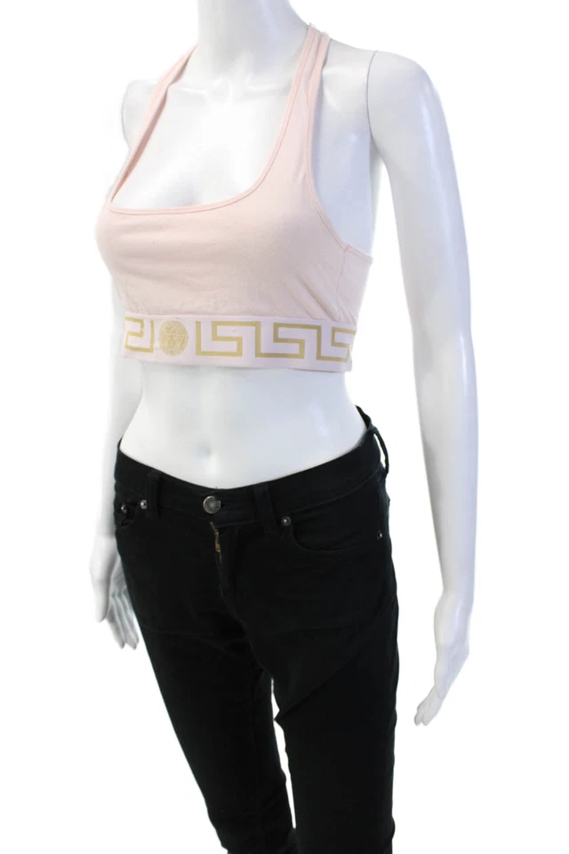 Versace Womens Unpadded Racerback Elasticated Sports Bra Pink Size 2 - Image 2 of 4