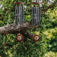 2-PC Gift Set 28" Long Traditional Wooden Round Top Black Tube Wind Chime