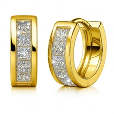 Hoop Earrings Gold/Silver Plated With Cubic Zirconia Fashion Jewelry Unisex, Men