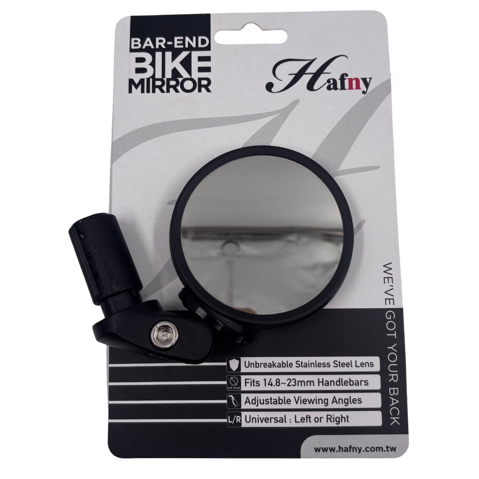 Hafny HF Bike Bar End Rear View Mirror MTB or Road Stainless Steel/ Glass MR083