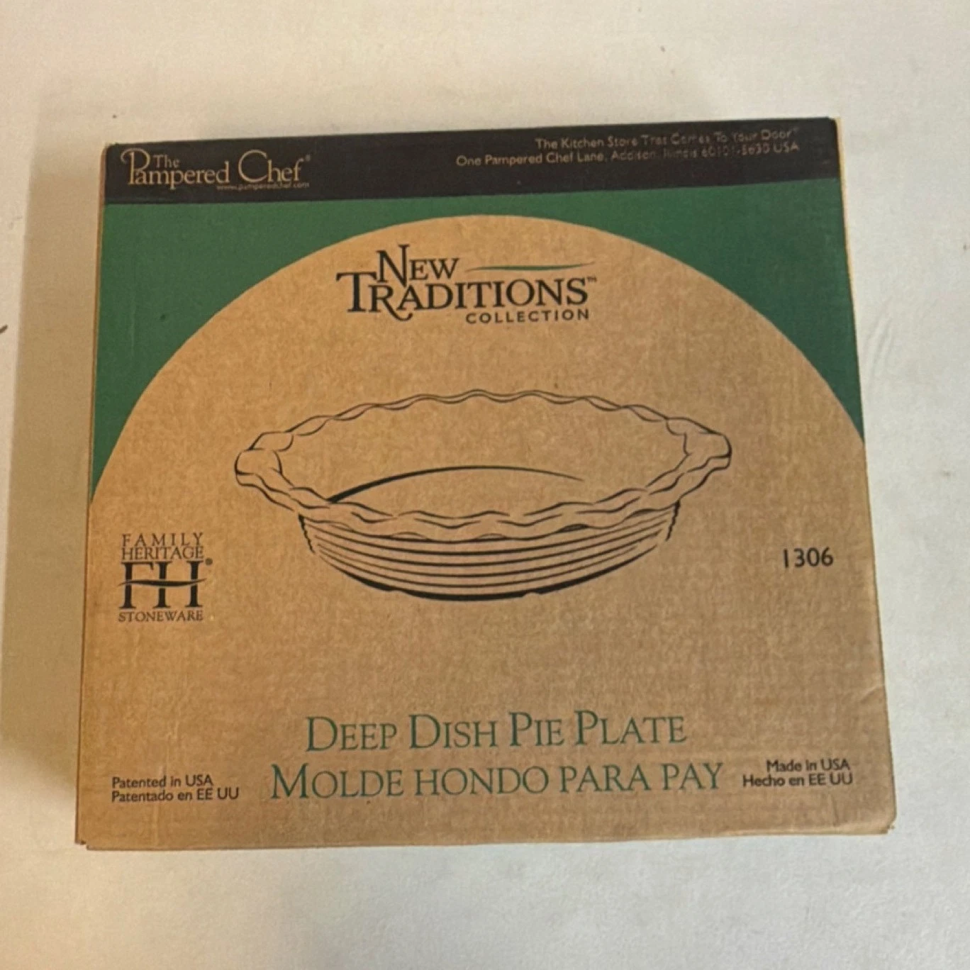 Pampered Chef Deep Dish Pie Plate Stoneware Round 1306 Blue