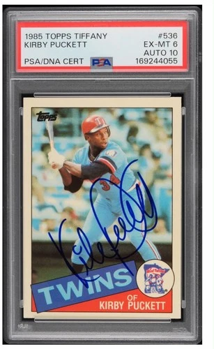 1985 TOPPS TIFFANY #536 KIRBY PUCKETT PSA 6 AUTO 10