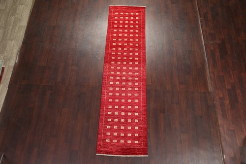 Trendy Gabbeh Kashkoli Red Wool Modern 10' Runner Rug 3x10 ft Handmade - Picture 3 of 17