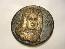 RARE French bronze 68mm medal Daniel Defoe writer English Trader Robinson Crusoe