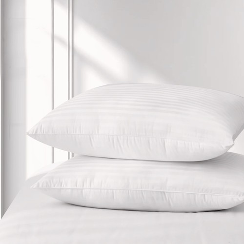 Cotton Pillows Set of 2 Breathable Hotel Quality Down Alternative Bed Pillow - Picture 3 of 7