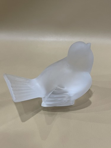 Vintage Lot Of 2 Lalique Frosted Glass Birds Sparrow Signed - Picture 9 of 10