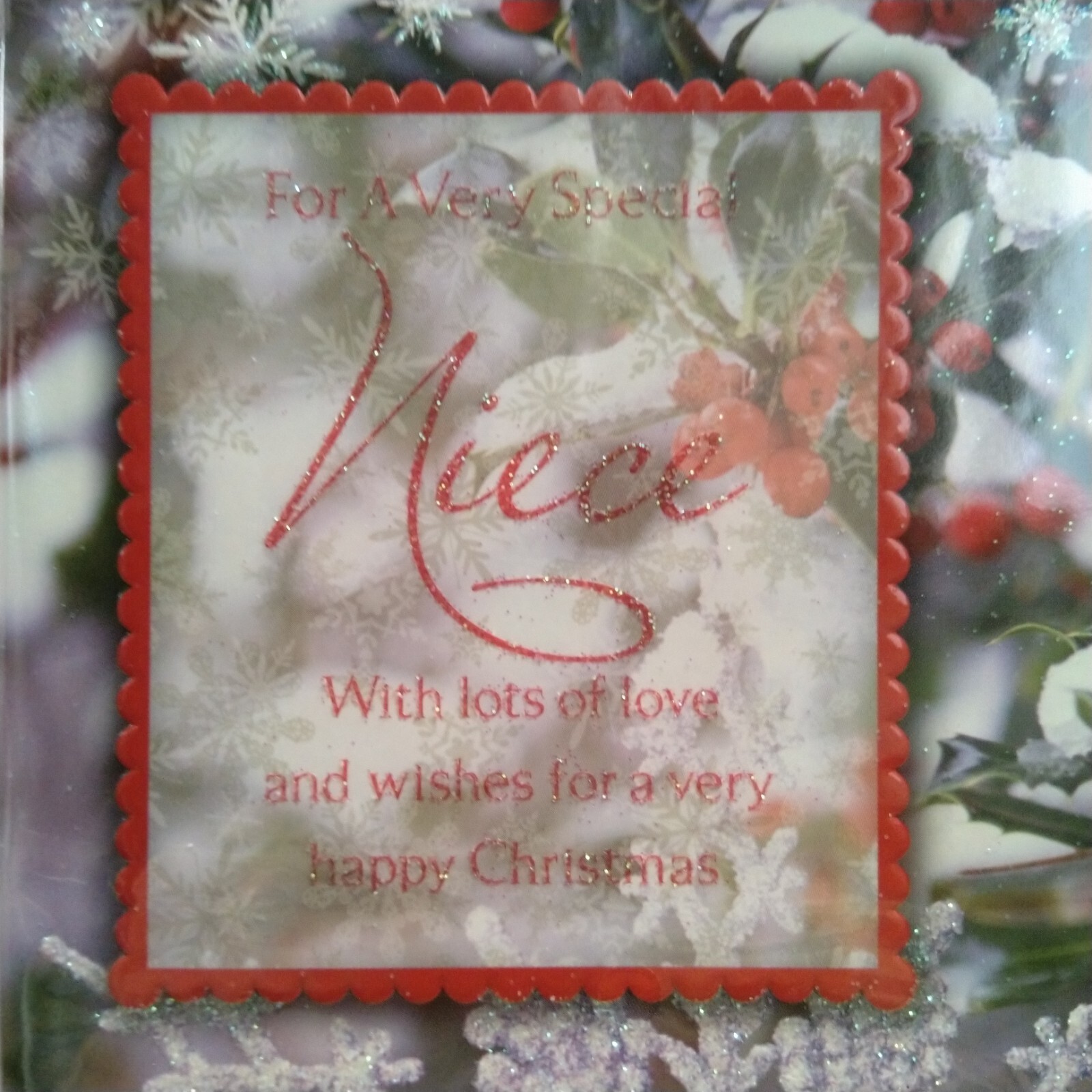 Simon Elvin Very Special Niece Christmas Snowflake Holly Glitter New Old Stock