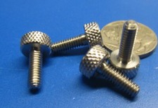 Narrow Head Stainless Knurled Thumb Screw, 1/4" Dia, 8-32 x 1/2" Length, 4 Pc