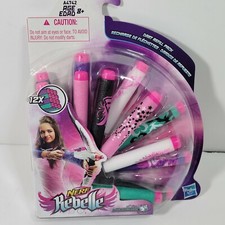 Nerf Rebelle Dart Refill Pack 12 Colorful Darts Ammo Pink Aqua Purple Black NEW