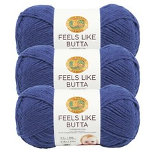  3 Pack Lion Brand Yarn 215-109P Feels Like Butta Yarn, Royal Blue
