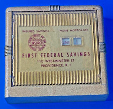 VTG Banthrico USA Calendar FIRST Federal Savings Metal COIN Bank PROVIDENCE RI