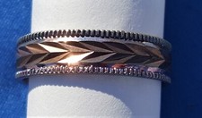 Hand Crafted Dark Copper Ring Shimmering Band of Leaves Copper Healing Effects