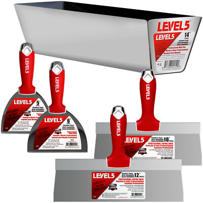 LEVEL5 Drywall Finishing Tool Set 5 Pieces | STAINLESS STEEL | 5