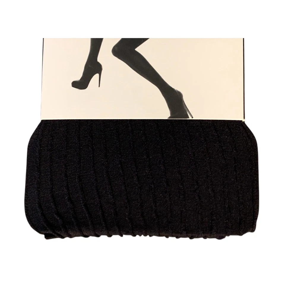 Paquete de 2 Medias Express Largo Completo Patrón Rayas Líneas Nylon Negro Transparente M/L Nuevas Foto 3 de 4