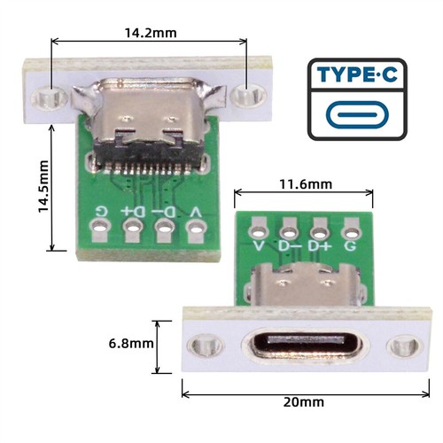 5pcs/set OEM DIY PCB Kit Type C Female Socket Connector Panel Mount Type USB2.0 - Picture 2 of 6