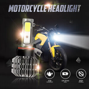 H4 Motorcycle COB LED Head light Hi/Lo Beam Front Light Bulb Lamp 3 Colors 6500K