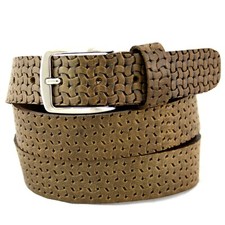 Cintura Uomo vera Pelle Marrone Cinta Donna in Cuoio Verde Militare di da 3,5 cm