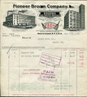 AMSTERDAM, NY ~ Pioneer Broom Co., Brooms & Wisks ~ ILLUSTRATED BILLHEAD 1920