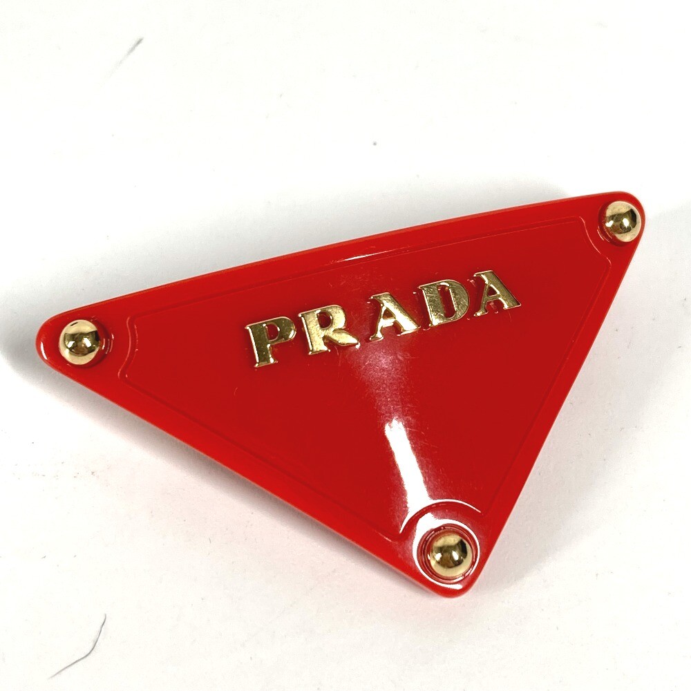 ★PRADA★ Triangle Logo l Hair Clip Gold 1IF1042CK7F0056 Prada Triangle Logo Hair Clip Hair Accessories Gold | Wanan