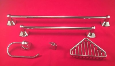 Keuco City 5 Piece Bath Set Towel Bars TP Holder Hook  Chrome Finish Germany