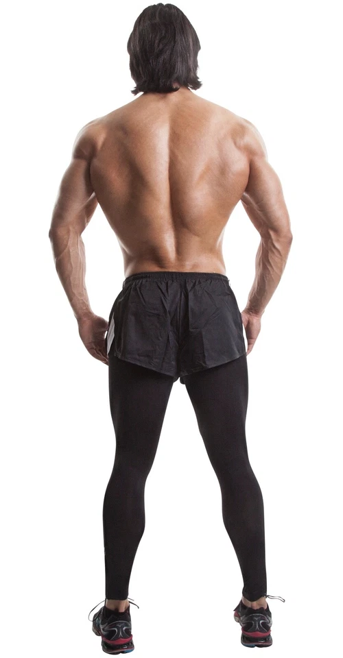 DEMIG Mens Compression Leggings  2-in-1 with Shorts- Black - Image 3 of 4