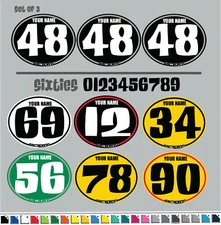 Vintage mx Custom Pre Printed Number plate Background Ovals ANY COLORS!! 60styl