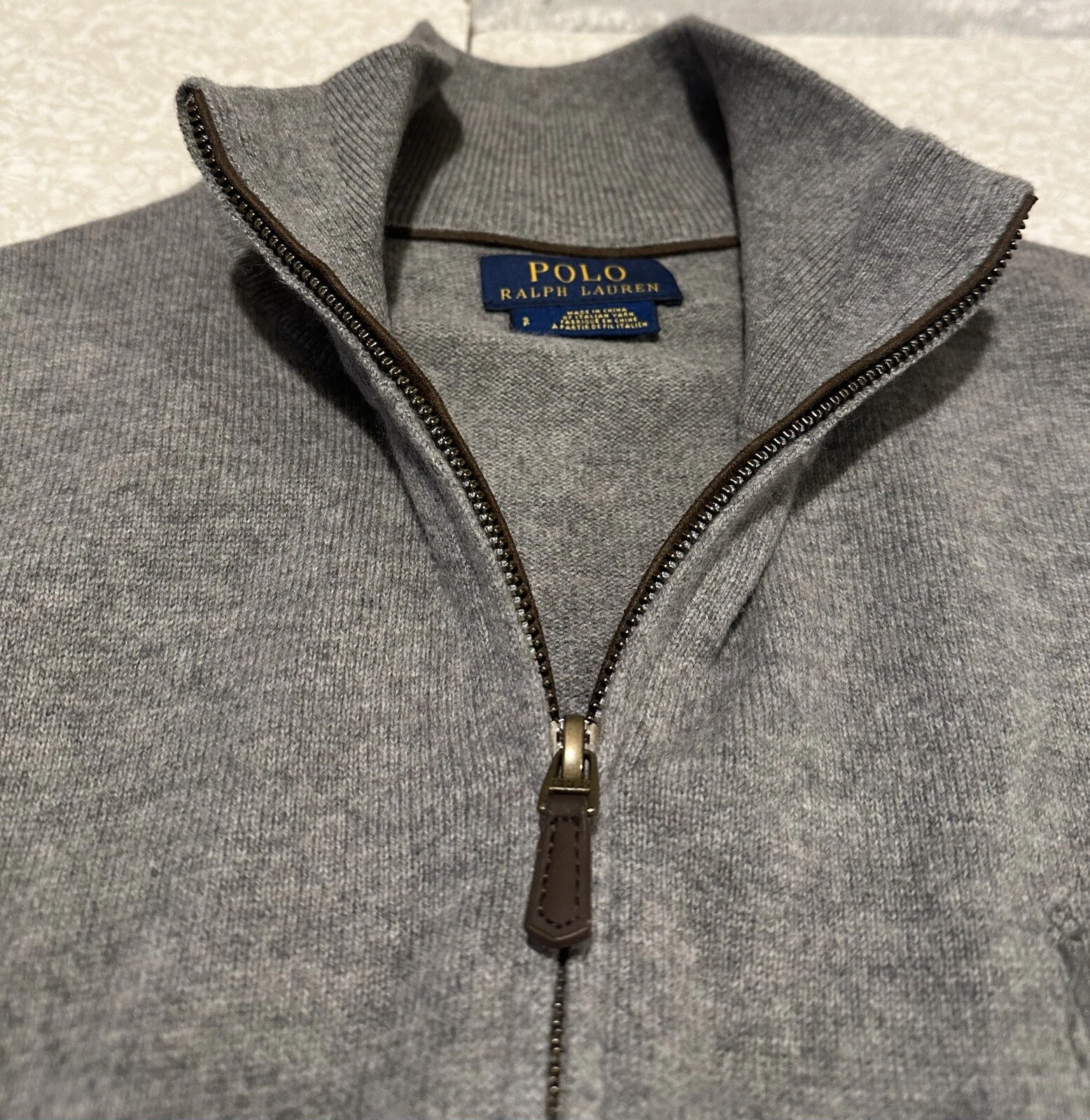 POLO RALPH LAUREN - Long Zipper Jumper - Grey - Size : SP - Wool (Merino)