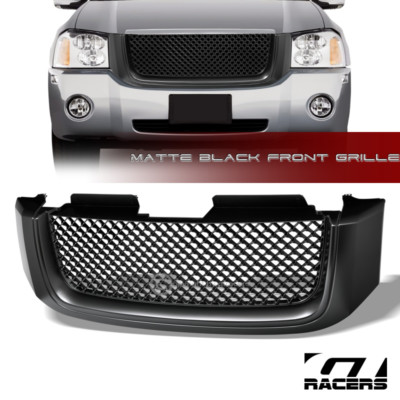 Matte Black For 2002-2008 GMC Envoy Badgeless Mesh Front Bumper Grill Grille ABS