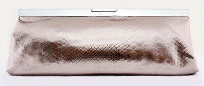 NWT KATE LANDRY METALLIC PYTHON SLIM EVENING BAG PHONE CLUTCH W CHAIN PEWTER $50