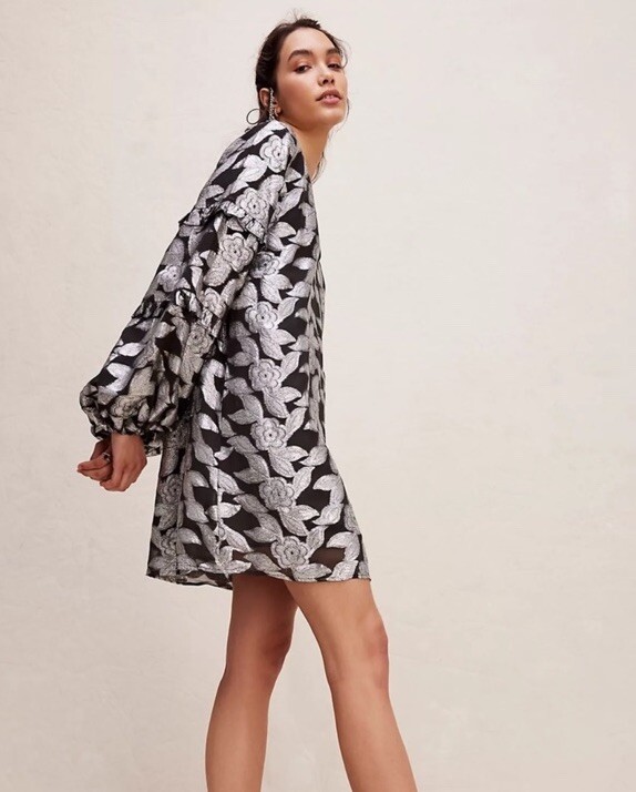 Free People Jens Pirate Booty - восходящая звезда, мини-платье в стиле металлик L