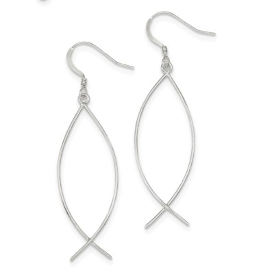 925 Sterling Silber poliert Ichthus Ohrhänger